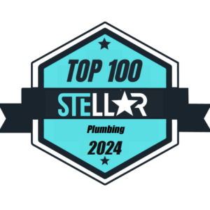 Badge for RC Szabo Plumbing recognized as a Top 100 Stellar Plumbing Service for 2024.

