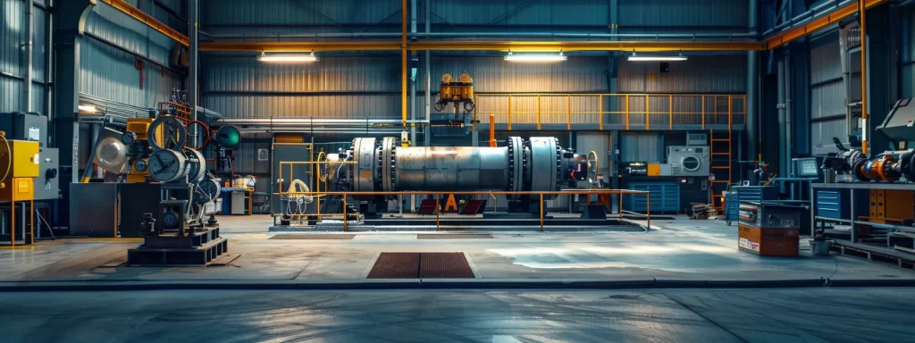 a polished, gleaming industrial pump sits prominently in a well-lit, organized maintenance workshop, symbolizing the reliability and efficiency vital for safeguarding properties against emergencies.