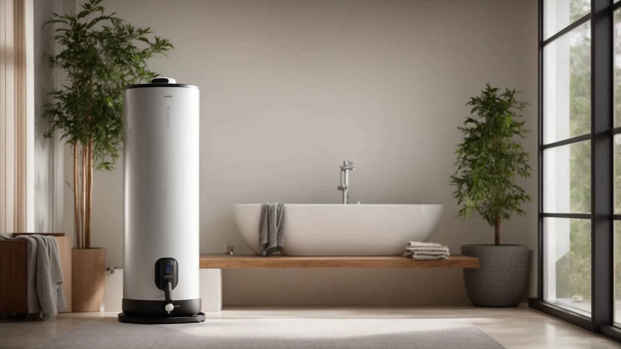 a sleek, modern water heater stands elegantly against a backdrop of pristine, flowing water, symbolizing optimal choice and purity in orland park's water quality.