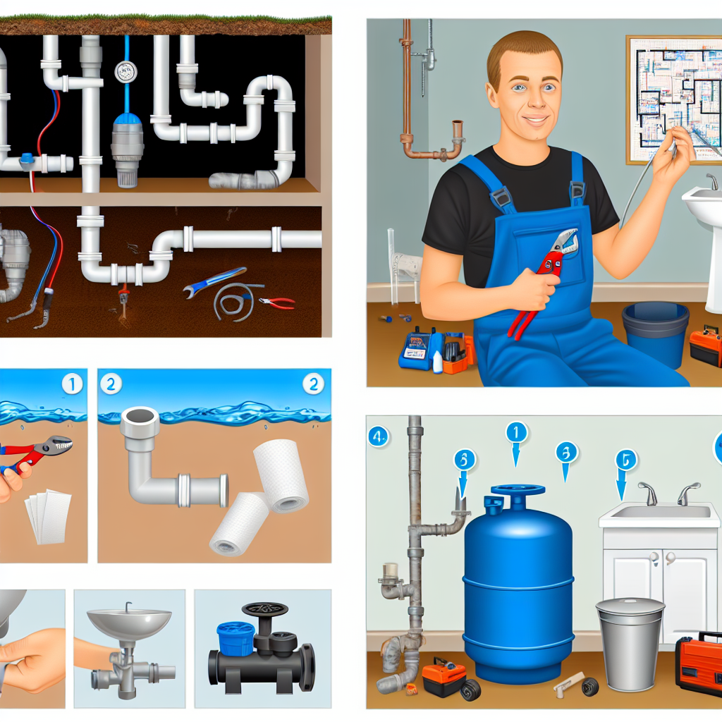 Plumbing contractor with tools, showcasing plumbing systems, pipes, and maintenance tasks, relevant to selecting a qualified plumber.