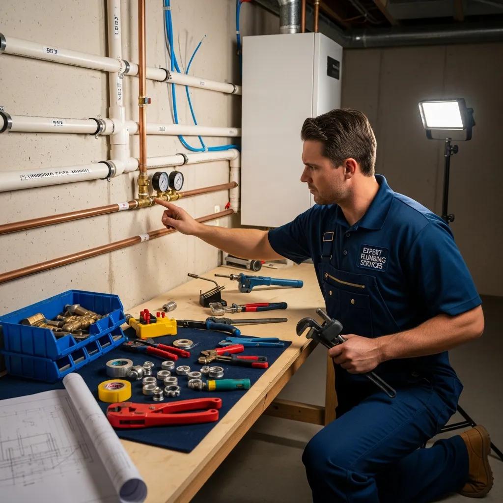Plumber working on residential plumbing systems in Flossmoor, illustrating compliance with local plumbing codes