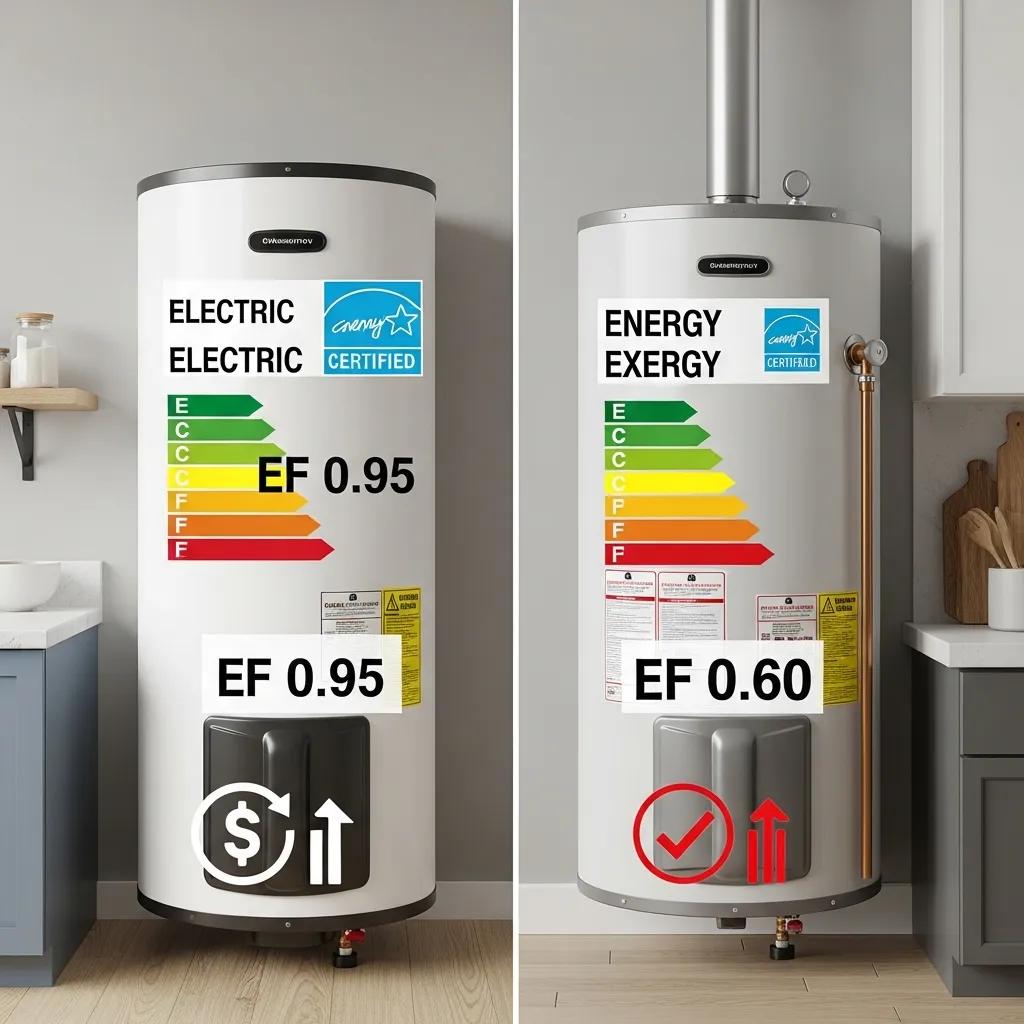 Energy efficiency comparison of electric and gas water heaters