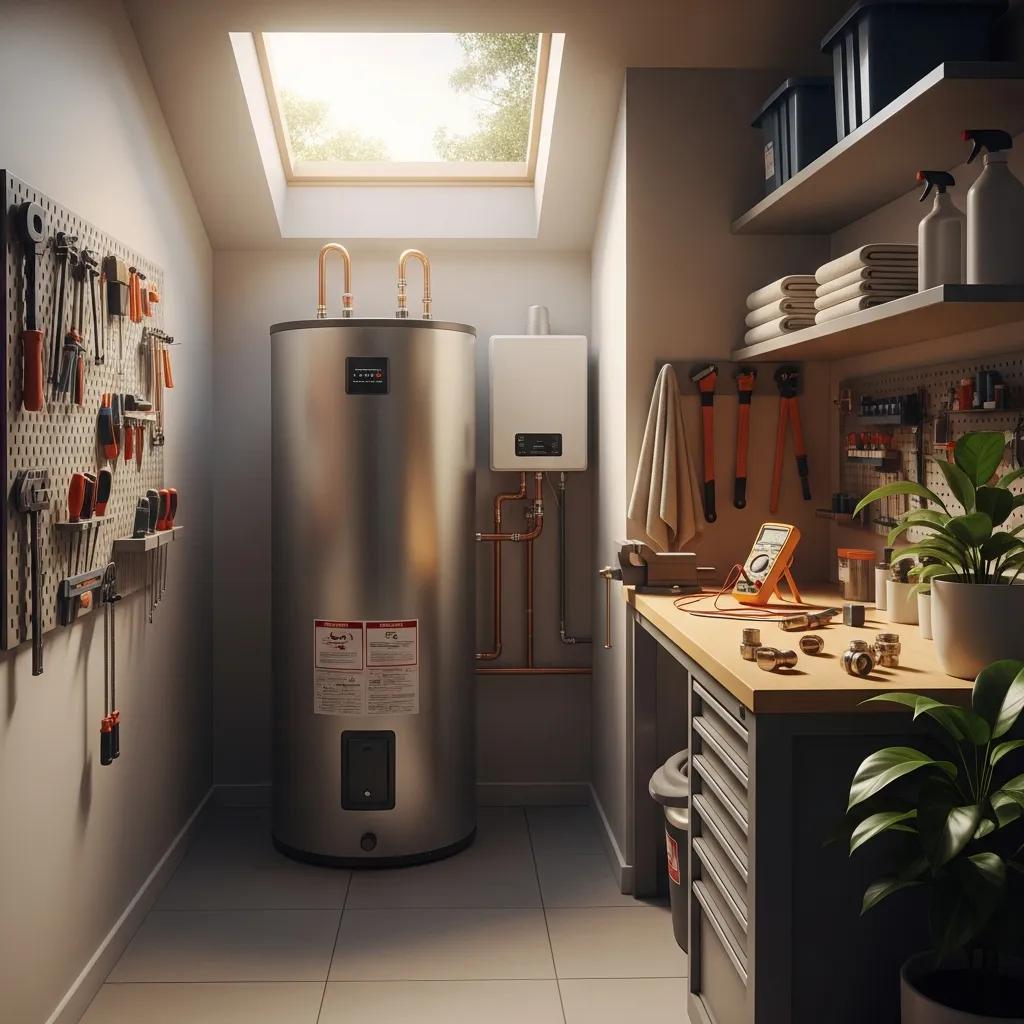 Modern home utility room featuring a newly installed water heater, emphasizing comfort and reliability