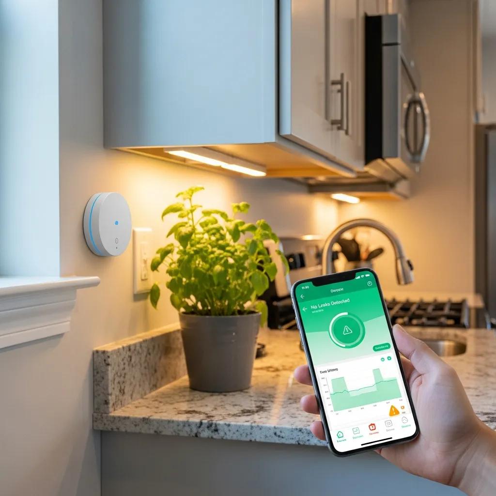 Smart leak detection system in a modern kitchen