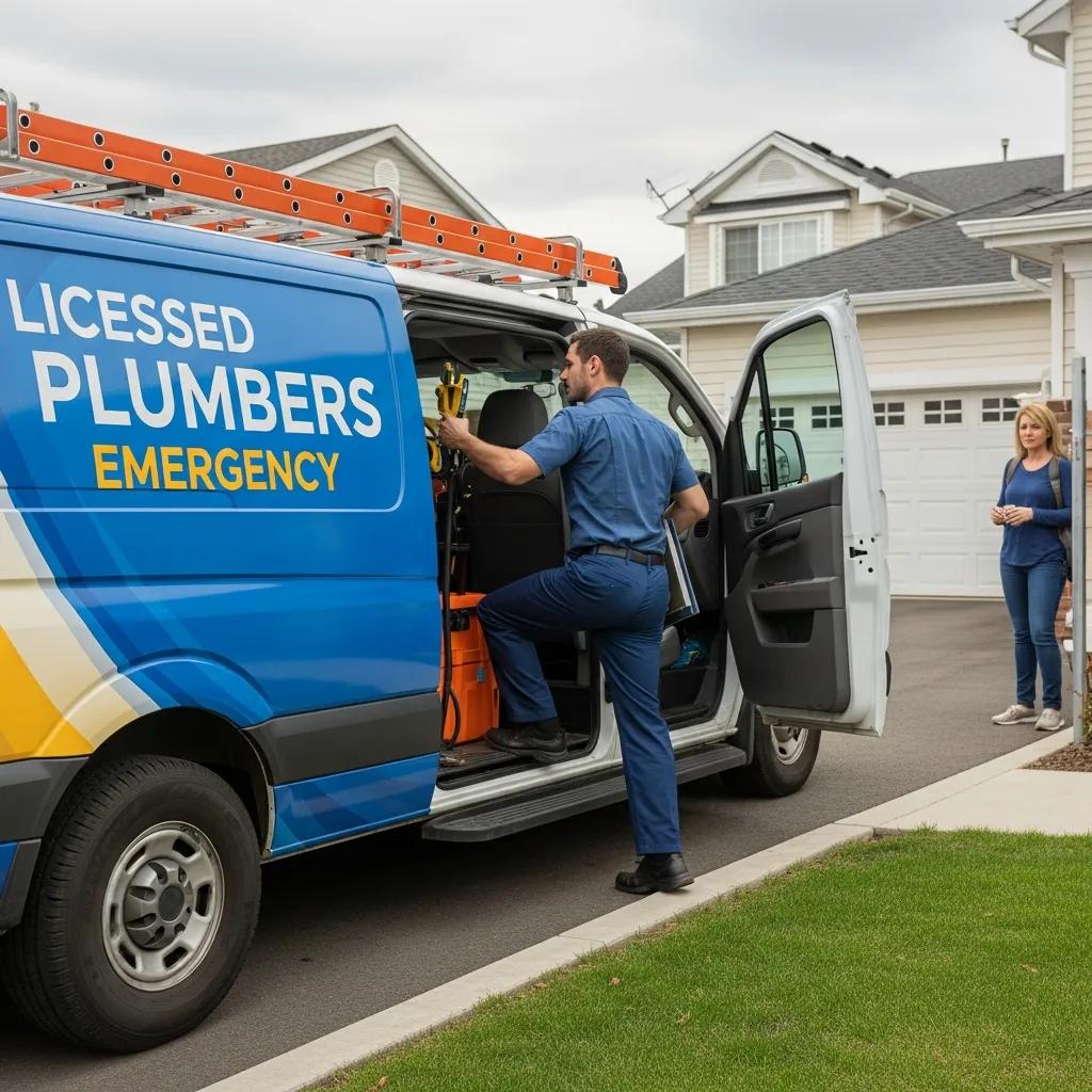 Licensed plumber arriving at a home for an emergency plumbing response, showcasing quick service